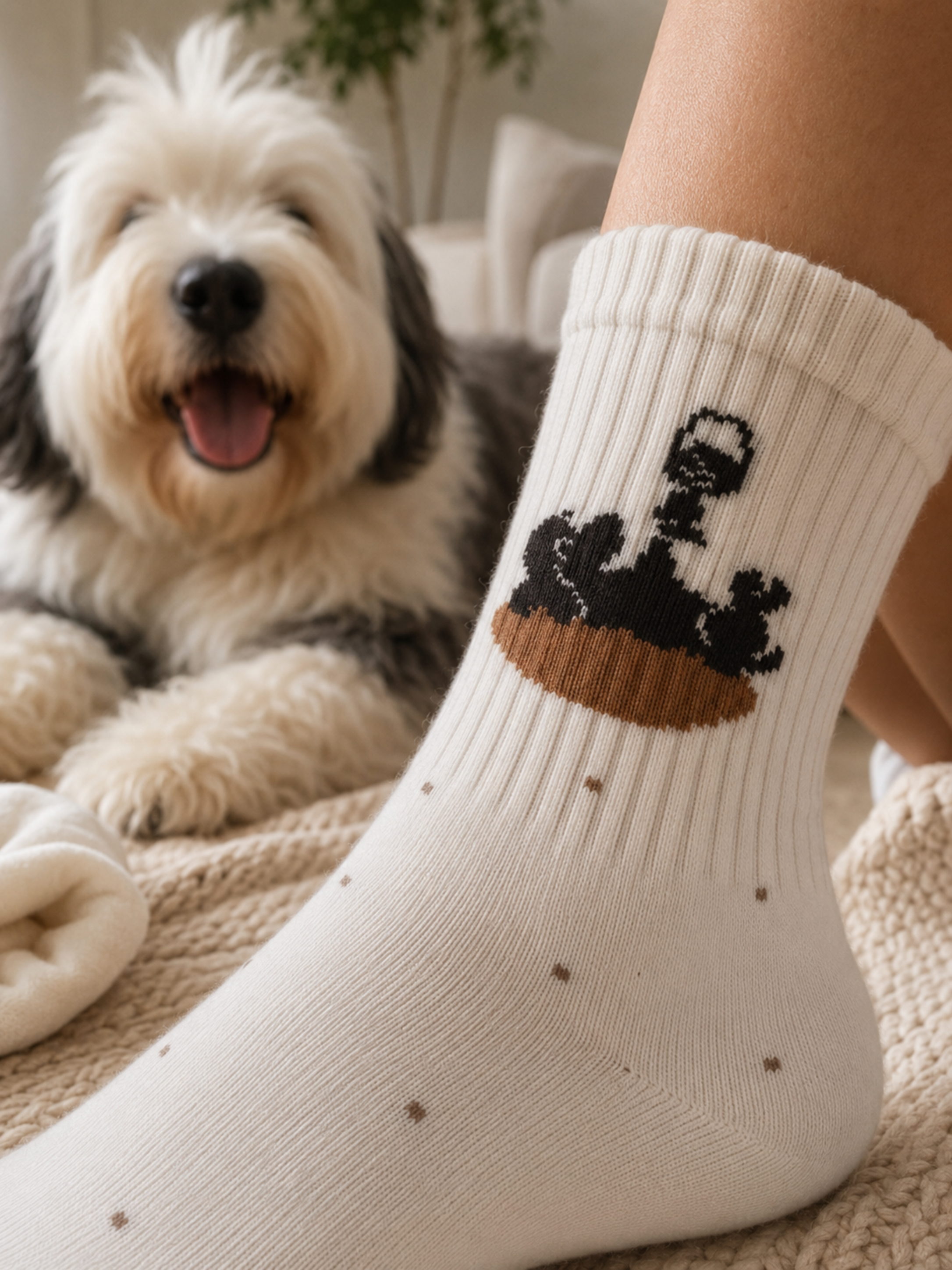 Belly Rub Cotton Crew Socks for Dog Lovers