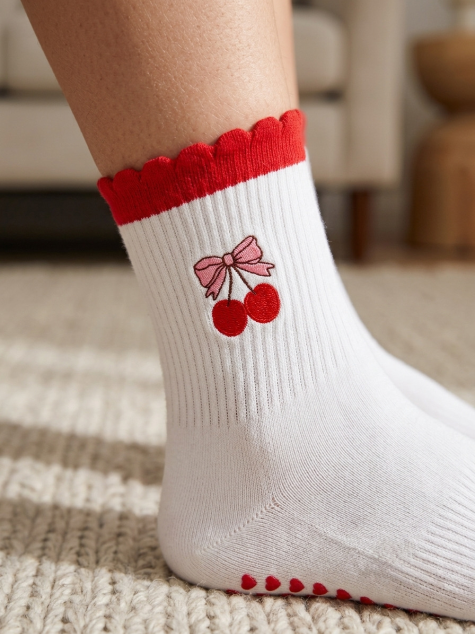 Cherry Pilates Grip Socks for Dog Lovers
