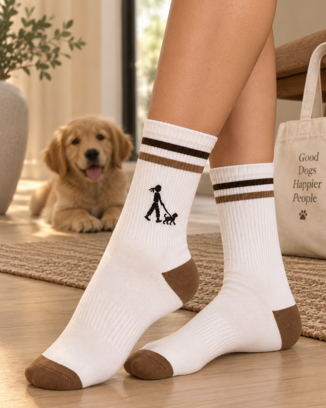Daily Walk Retro Crew Socks for Dog Lovers