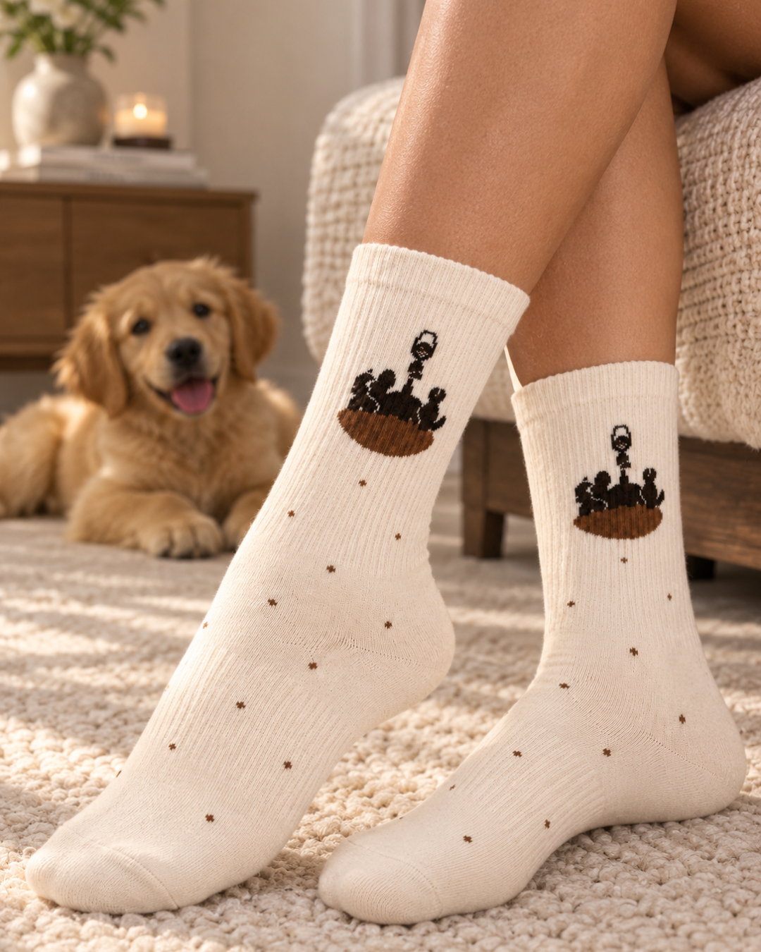 Belly Rub Cotton Crew Socks for Dog Lovers