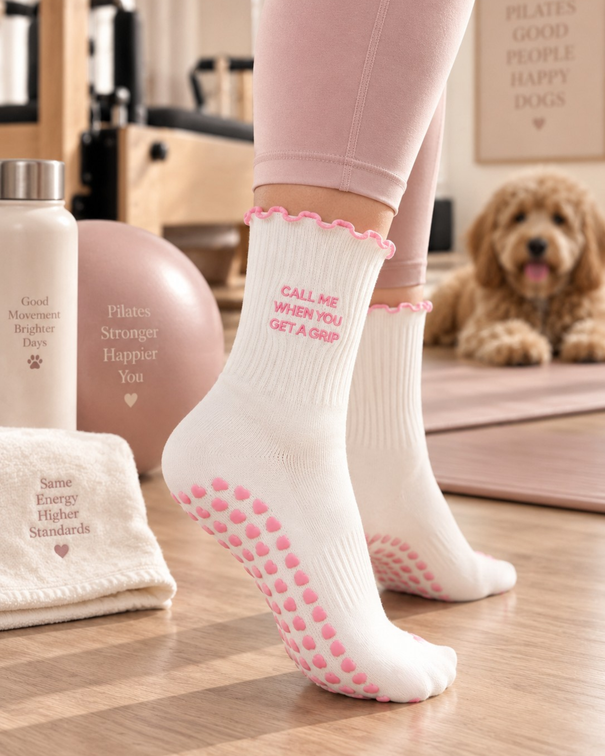 Call Me When You Get a Grip Pilates Socks Dog Lovers