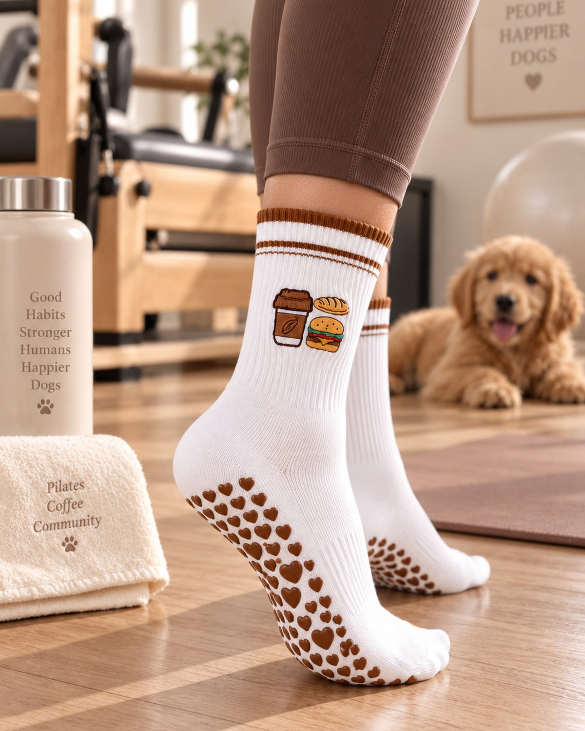 Coffee Pilates Grip Socks for Dog Lovers
